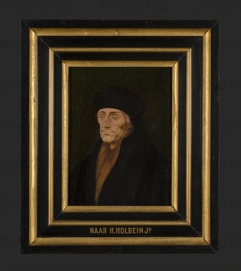 after: Hans Holbein de Jonge, Portrait of Desiderius Erasmus, portrait painting footage wood oil panel, Portrait rectangular