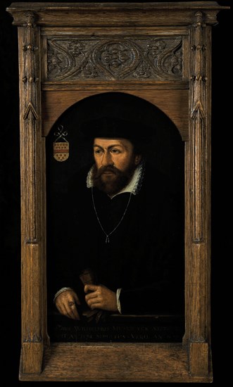 Portrait of Wilhelmus Cornelisz. Van Muylwijck, portrait painting visual material wood oil, Standing rectangular top arched