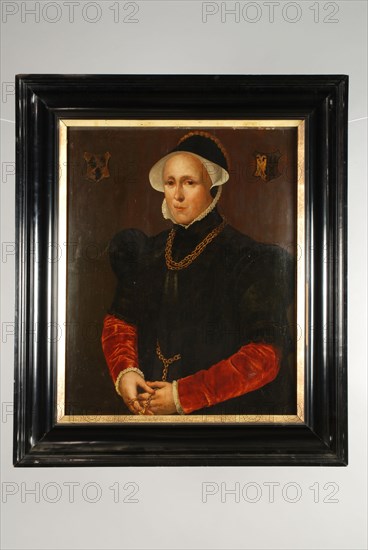 Portrait of Elisabeth Jansdr. Van Zijl, portrait painting visual material wood oil, Portrait rectangular portrait of woman
