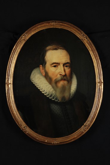 copy after: Michiel Jansz. van, Portrait of Johan van Oldenbarnevelt, portrait painting visual material wood oil, Standing