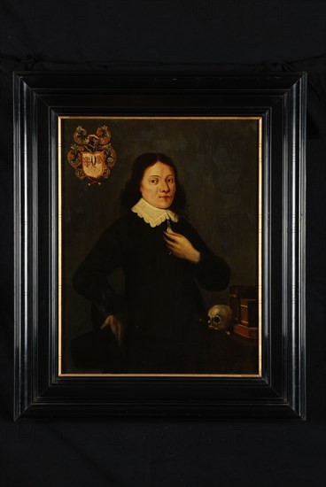 Portrait of man (doctor?) From family Verhaven, portrait painting footage wood oil, Standing rectangular portrait of man