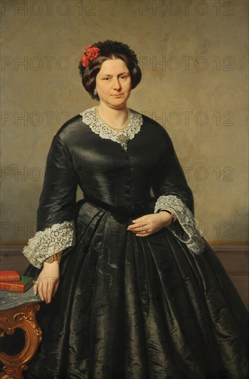 Robert van Eijsden, Portrait of Johanna Wilhelmina van Enschot, portrait painting footage linen oilpaint wood canvas, Standing