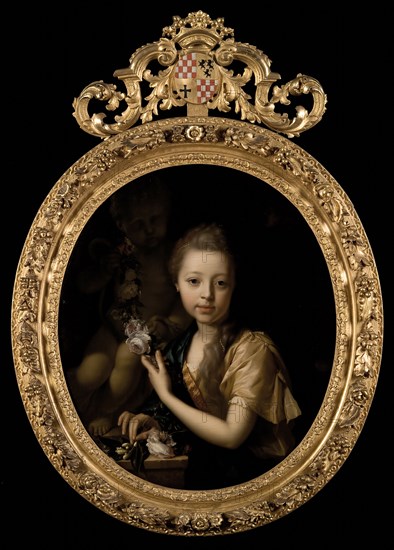 Adriaen van der Werff, Portrait of Maria van der Werff (1692-1731), portrait painting material linen oil painting, Oval portrait