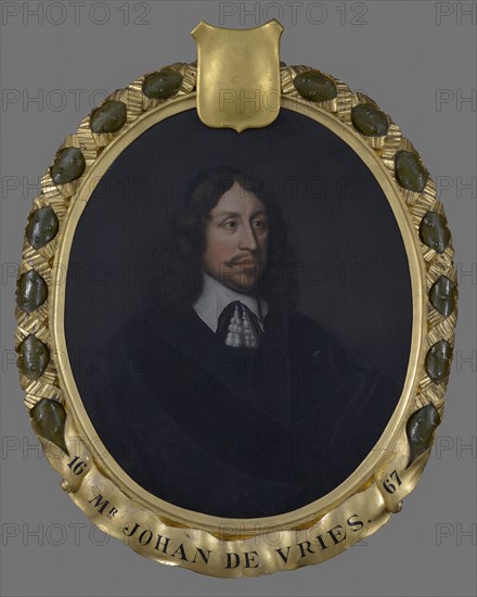 Pieter van der Werff, Portrait of Johan de Vries (1609-1677), portrait painting visual material linen oil paint, Oval portrait