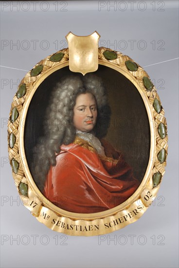 Pieter van der Werff, Oval portrait of Bastiaen Willemsz. Schepers (1650-1704), portrait painting visual material linen oil