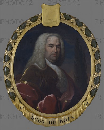 Dionys van Nijmegen, Portrait of Hugo du Bois (1680-1740), portrait painting material canvas oil painting canvas, Oval portrait