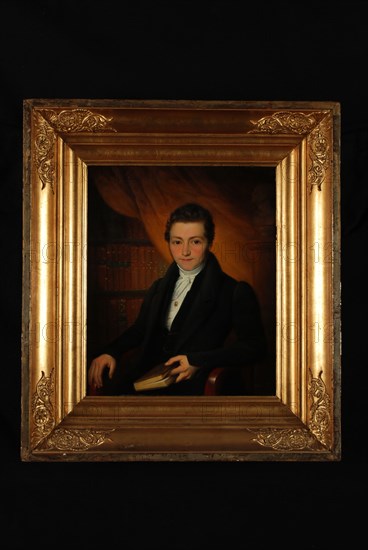 Petrus van Schendel, Portrait of man from Bernet, portrait painting footage wood oil panel, Standing rectangular portrait of man