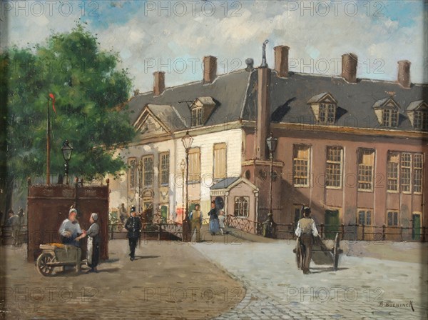 Bernardus Bueninck, View of the Zeekantoor, corner Spaansekade - Haringvliet, from the south, Rotterdam, cityscape painting