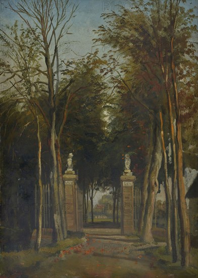 Jan Bikkers, Entrance gate of lock Muyden in the Toepad, outside of Rotterdam, painting footage paper cardboard paint, Entrance