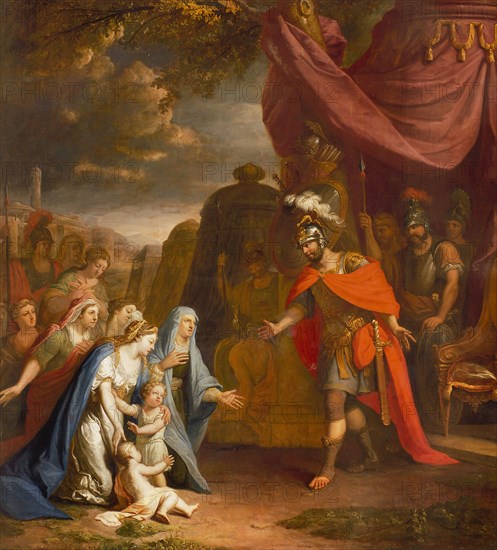 Elias van Nijmegen (Nijmegen 1667 - Rotterdam 1755), Family of Darius at Alexander the Great, wallpaper painting canvas linen