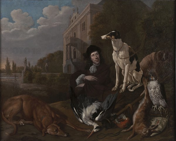 Johan le Ducq, Portrait of Willem Jansz Verbruggen (c.1620-1678), falconer of the Prince of Orange, for the hunting lodge