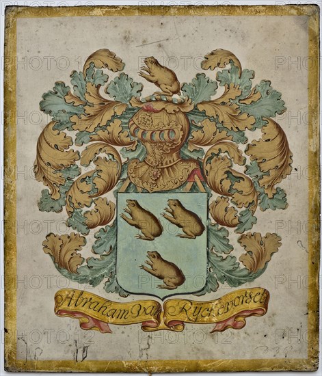 Family coat of arms Abraham van Rijckevorsel, coat of arms information form painting material parchment paint wood, Weapon