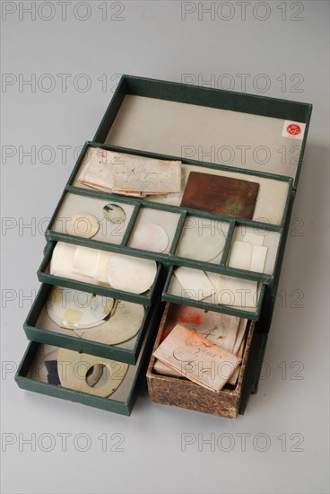 Cardplate painting box with copper plate: H. Van Overklift Portrait Painter in Miniature in Amsterdam, color box holder