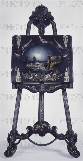 lacquer worker: Lodewijk Johannes Nooijen, Plate easel in historical style, for storing drawings and prints, donkey furniture