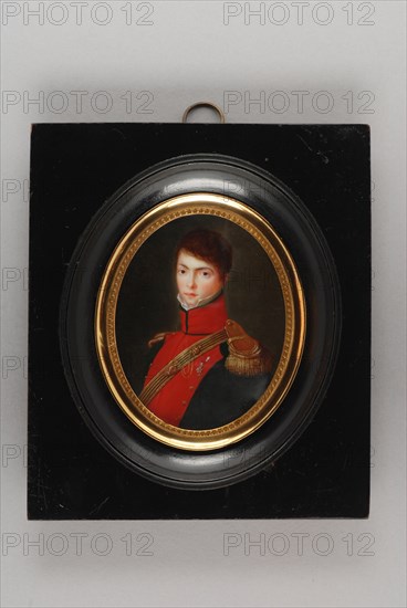 A. Beaussier?, Portrait miniature of baron Olivier junior, portrait miniature painting footage wood ivory paint watercolor ivory