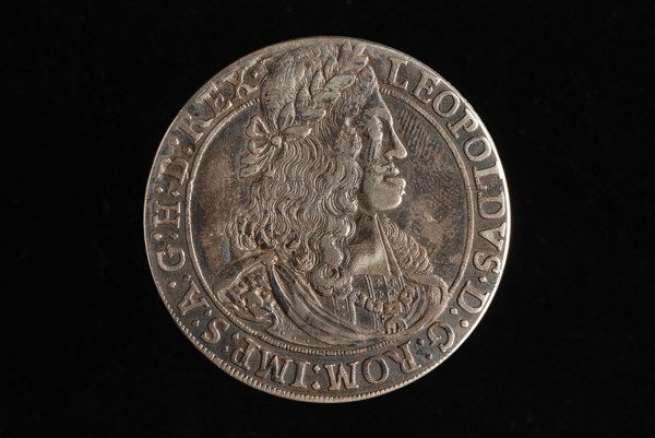 Adriaen van der Werff?, Silver screw coin and Taler depicting Emperor Leopold I (1658-1705) of Germany; painted interior