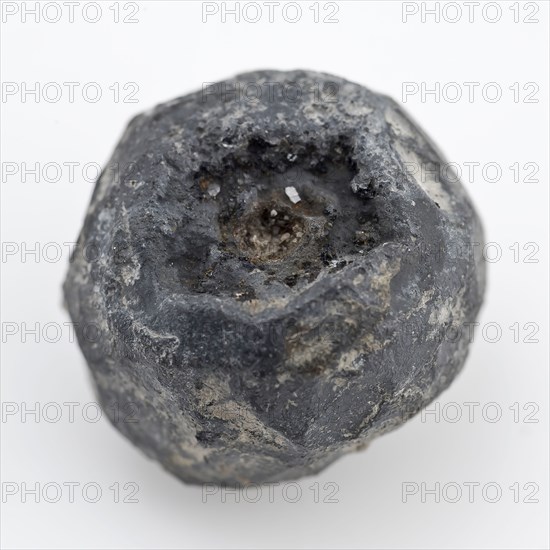 Lead sphere with flattened bottom, artifact soil found lead metal, gram cast Spherical flat bottom. Small hole in convex top