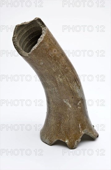 Fragment of stoneware horn or pilgrim's horn, brown, horn musical instrument soundstuff soil find ceramic stoneware glaze salt