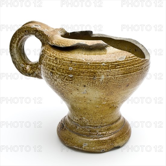 Mustard pot or drinking cup on pinched foot, stoneware, mustard pot pot holder drinking cup soil finding ceramic stoneware glaze