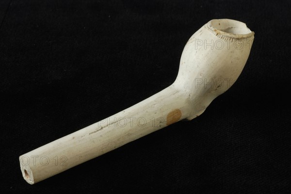 Clay pipe with heel mark, ball and double conical model, clay pipe smoking equipment smoke floor pottery ceramic pottery h 2,8
