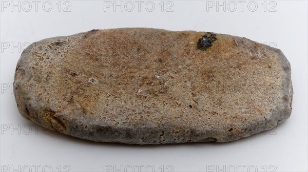 stoneware or fire aid, soil found ceramic stoneware, w 5.0 hand shaped baked Stoneware tablet glazed Has served as living room