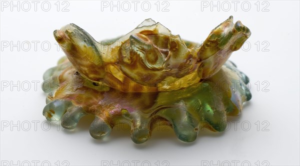 Fragment of foot, soil and part of berkemeier, berkemeier drinking glass drinking utensils tableware holder soil find glass