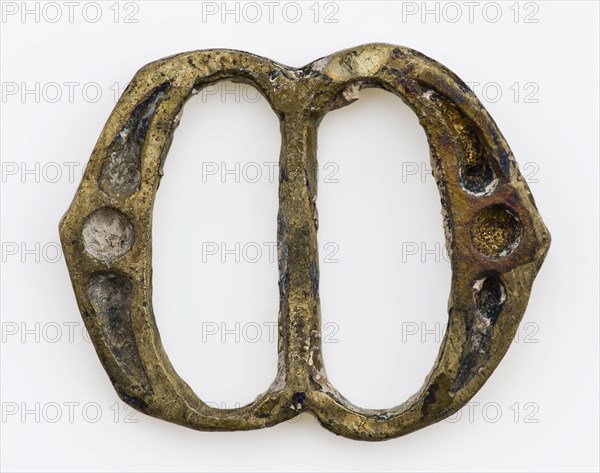 Copper buckle with brace-shaped sides, buckle fastener component ground find copper metal, Double-ellipse bracket with middle
