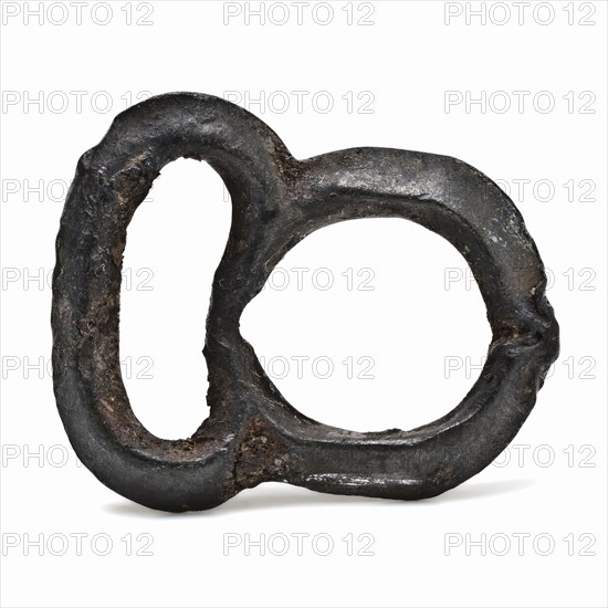 Small pewter ornamental buckle, clasp fastener component soil find tin metal, cast Pewter ornamental buckle