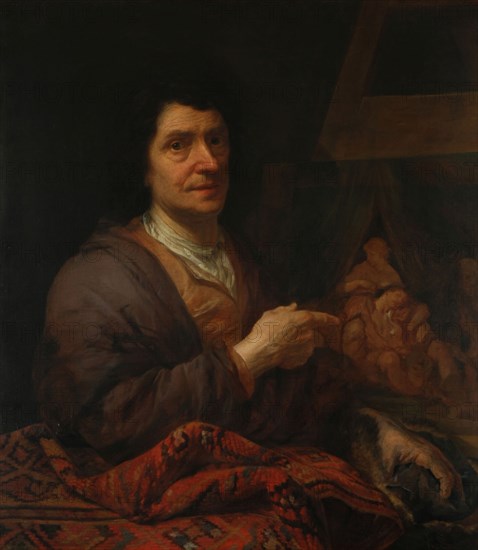 Joost van Geel, Self-portrait Joost van Geel, self-portrait portrait painting material wood linen oil painting, Standing