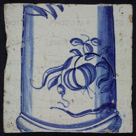 Blue tile with basement of pillar on which Turkish lily, of pilaster with 13 tiles, tile pilaster footage fragment ceramic