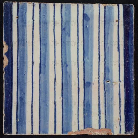 Tile of pilaster, blue on white, part of column with cannelure, tile pilaster footage fragment ceramics pottery glaze, baked 2x