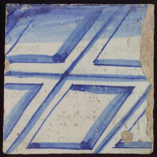 Tile with blue cassettes (floor ceiling?), wall tile tile sculpture ceramic earthenware glaze, baked 2x glazed painted