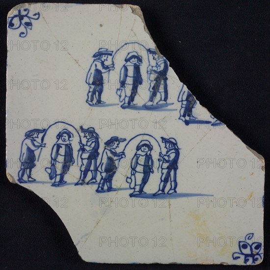 Scene tile, child's play, jumping rope, corner motif spider, wall tile tile footage earth discovery ceramics earthenware glaze