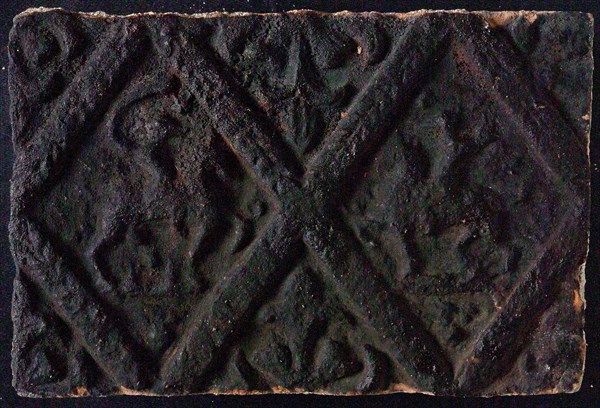 Hearthstone, from Antwerp Belgium, without frame, with two knights on horseback, hearth fireplace component ceramics brick