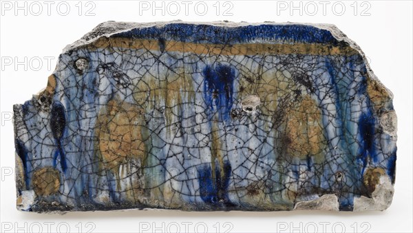 Pottery tile, pastel with flowed, polychrome representation, wall tile tile visualization earth discovery ceramics earthenware