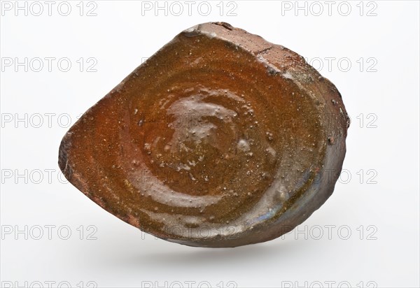 Pottery plate or lid of starch pot, completely glazed, lid closure part starch pottery earthenware earthenware glaze lead glaze