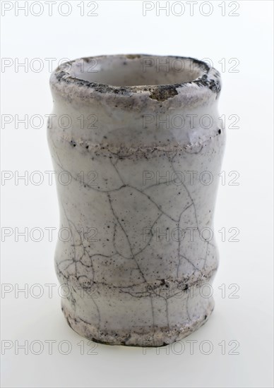 Pottery ointment jar, cylindrical model, white glazed, ointment jar pot holder soil find ceramic earthenware glaze tin glaze