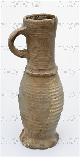 Stoneware jug, Jug or jacobakan, slim with cylindrical neck on pinched foot, Jug or jacobakan jug crockery holder soil find