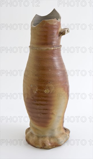 Fragment Jug or jacobakan, jug on squeeze foot, partly flamed, Jug or jacobakan jug crockery holder fragment soil found ceramic