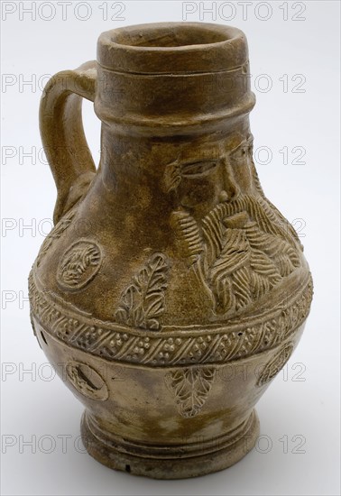 Stoneware Bartmann jug, also called Bellarmine jug, with Bartmann jug, also called Bellarmine jug, narrow frieze over the belly