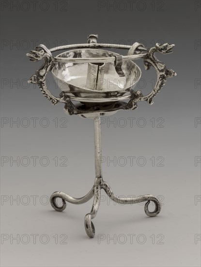 Silver miniature sconce with stand, sconce dolls toy relaxant miniature model silver, Round sconce with three hooks hanging
