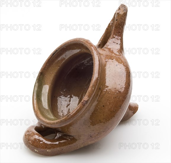 Fragment of pottery, snot nose, oil lamp with ear and spout, snot-nose oil lamp lamp lighting fixture soil find ceramic