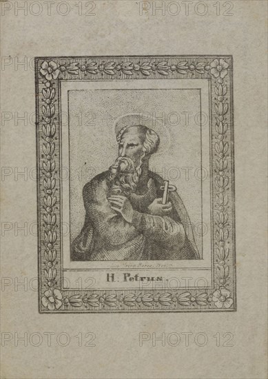 Voorn Boers, Prayer for Antonius Boogaerts, with black and white image of Peter on the front, prayer print print footage