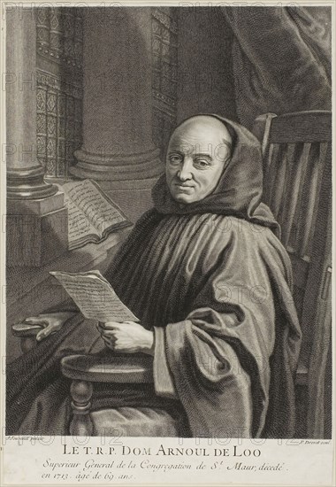 Portrait of Father Arnoul de Loo, n.d., Pierre-Imbert Drevet (French, 1697-1739), after Jean-Baptiste Juvenet III (French, 1644-1717), France, Engraving on ivory laid paper, 286 × 217 mm (image), 320 × 221 mm (sheet, cut within platemark)