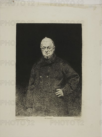 Monsieur Thiers, 1877, Léon Bonnat, French, 1833-1922, France, Etching with drypoint on cream laid paper, 219 × 157 mm (image), 241 × 170 mm (plate), 318 × 240 mm (sheet)
