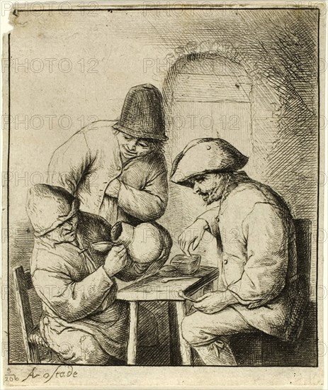 The Empty Jug, c. 1653, Adriaen van Ostade, Dutch, 1610-1685, Holland, Etching in black on ivory laid paper, 97 x 85 mm (image), 104 x 88 mm (sheet, trimmed within plate mark)
