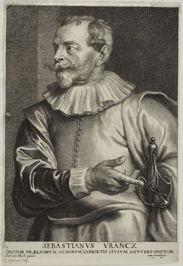 Sebastiaan Vrancx, 1630/45, Schelte Adamsz. Bolswert (Dutch, active in Flanders, c. 1586–1659), after Anthony van Dyck (Flemish, 1599-1641), Flanders, Engraving in black on ivory laid paper, 220 × 161 mm (image), 242 × 166 mm (sheet, trimmed within lower plate mark)