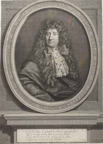 François Van der Meulen, 1687, Pierre Louis van Schuppen (Flemish, 1627-1702), after Nicolas de Largillière (French, 1656-1746), Flanders, Engraving on paper, 507 × 364 mm (sheet, trimmed within platemark)