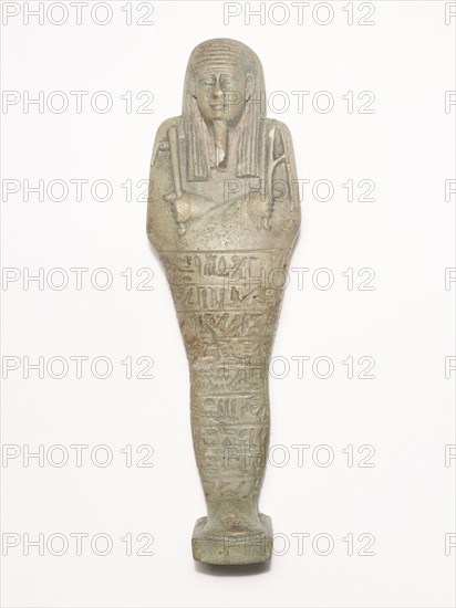 Ushabti (Funerary Figurine) of Horudja, Late Period, Dynasty 30 (380–343 BC), Egyptian, Hawara, Egypt, Faience, 21.9 × 6.6 × 4.7 cm (8 5/8 × 2 5/8 × 1 7/8 in.)