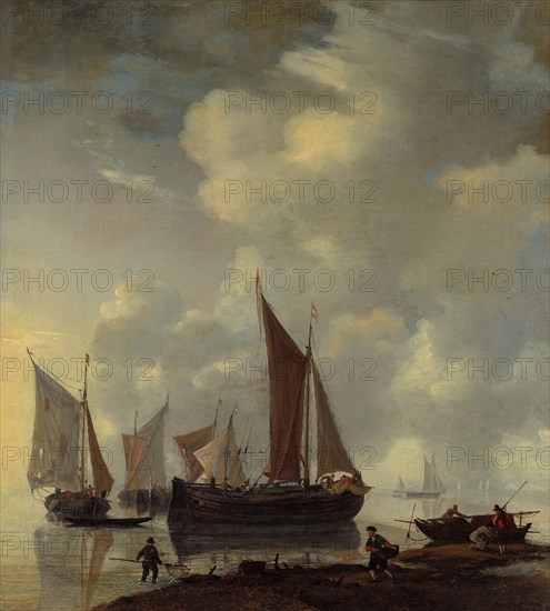 Coast Scene, mid–17th century, Attributed to Reinier Zeeman (Reinier Nooms), Dutch, c. 1623-c. 1668, Netherlands, Oil, 53.7 × 48.6 cm (21 1/8 × 19 1/8 in.)